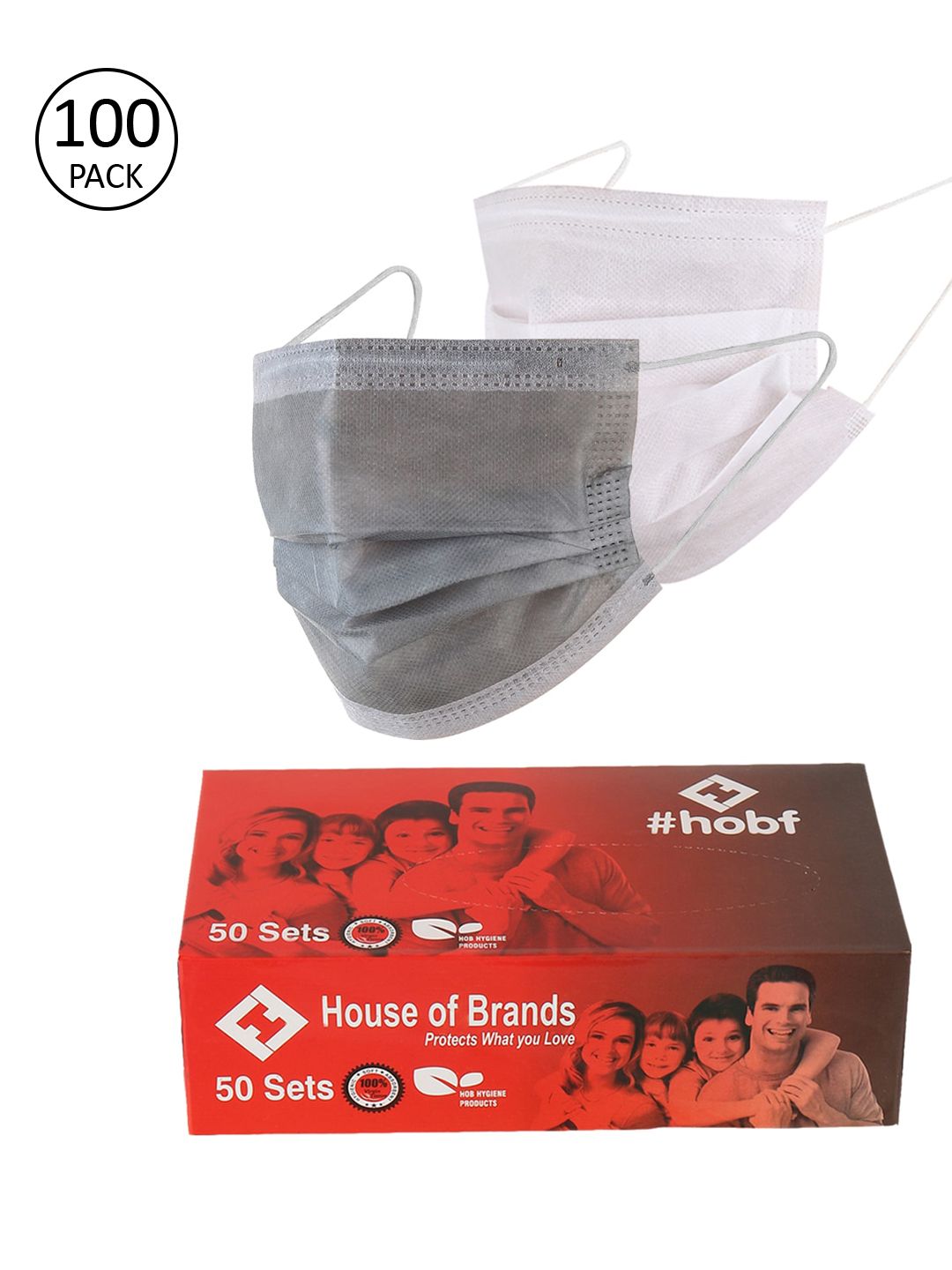LONDON FASHION hob Unisex Pack of 100 3-Ply Anti-Pollution Disposable Ultrasonic Surgical Masks Price in India