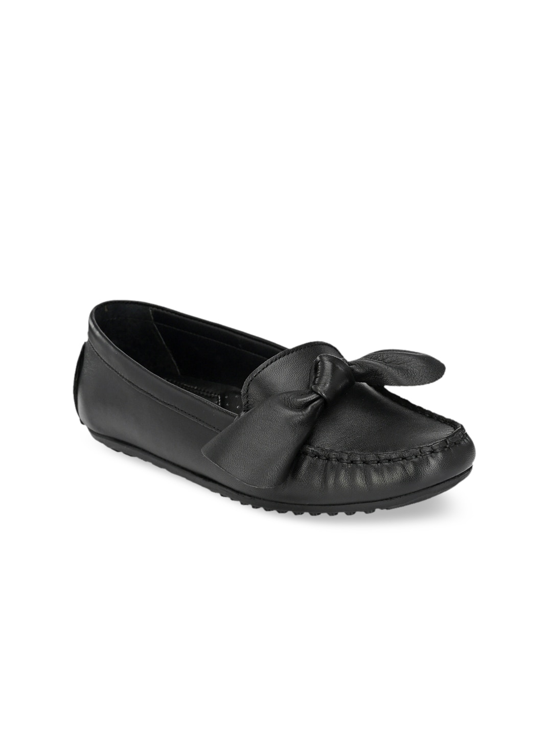 CARLO ROMANO Women Black Leather Loafers Price in India