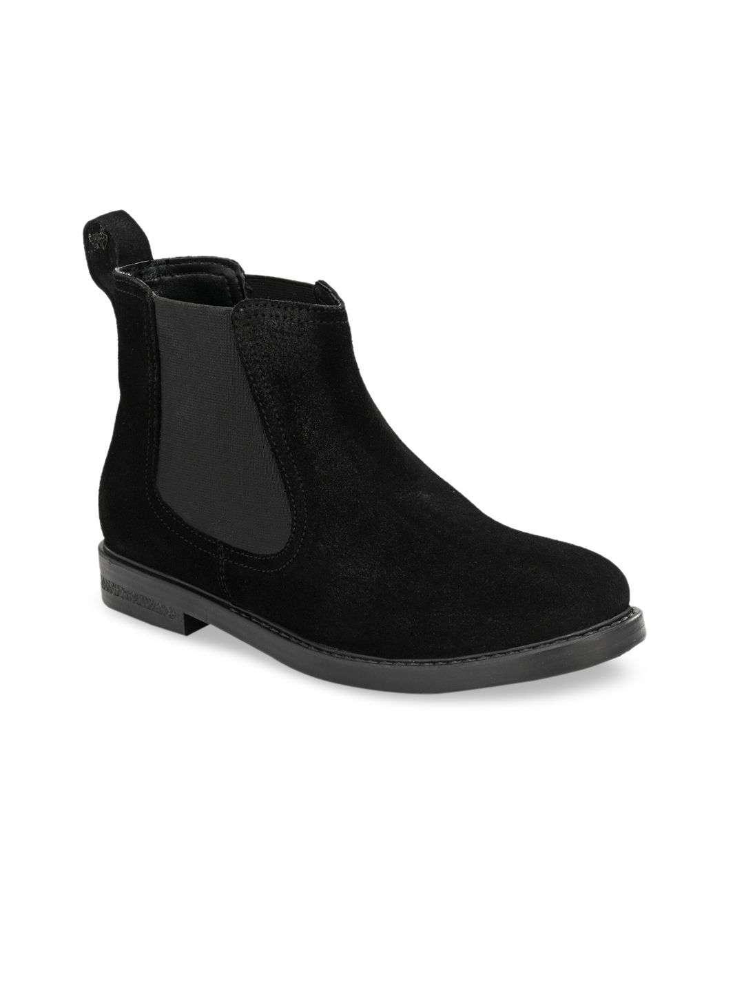 CARLO ROMANO Women Black Solid Suede High-Top Flat Boots Price in India