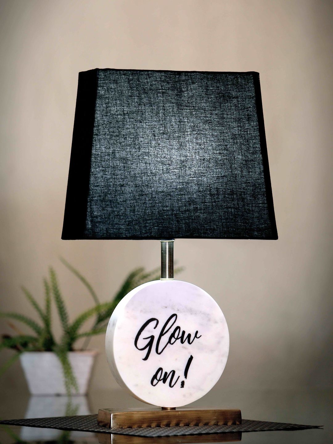 POSH-N-PLUSH Black Glow On Marble Bedside Standard Lamp Price in India