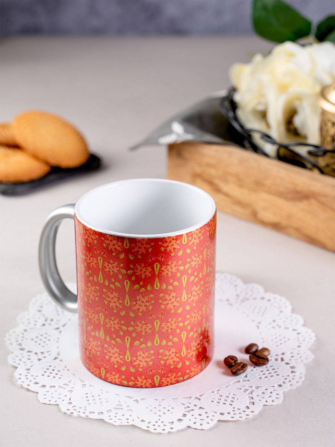 KOLOROBIA Orange & Green Printed Babur Inspired Mug Price in India
