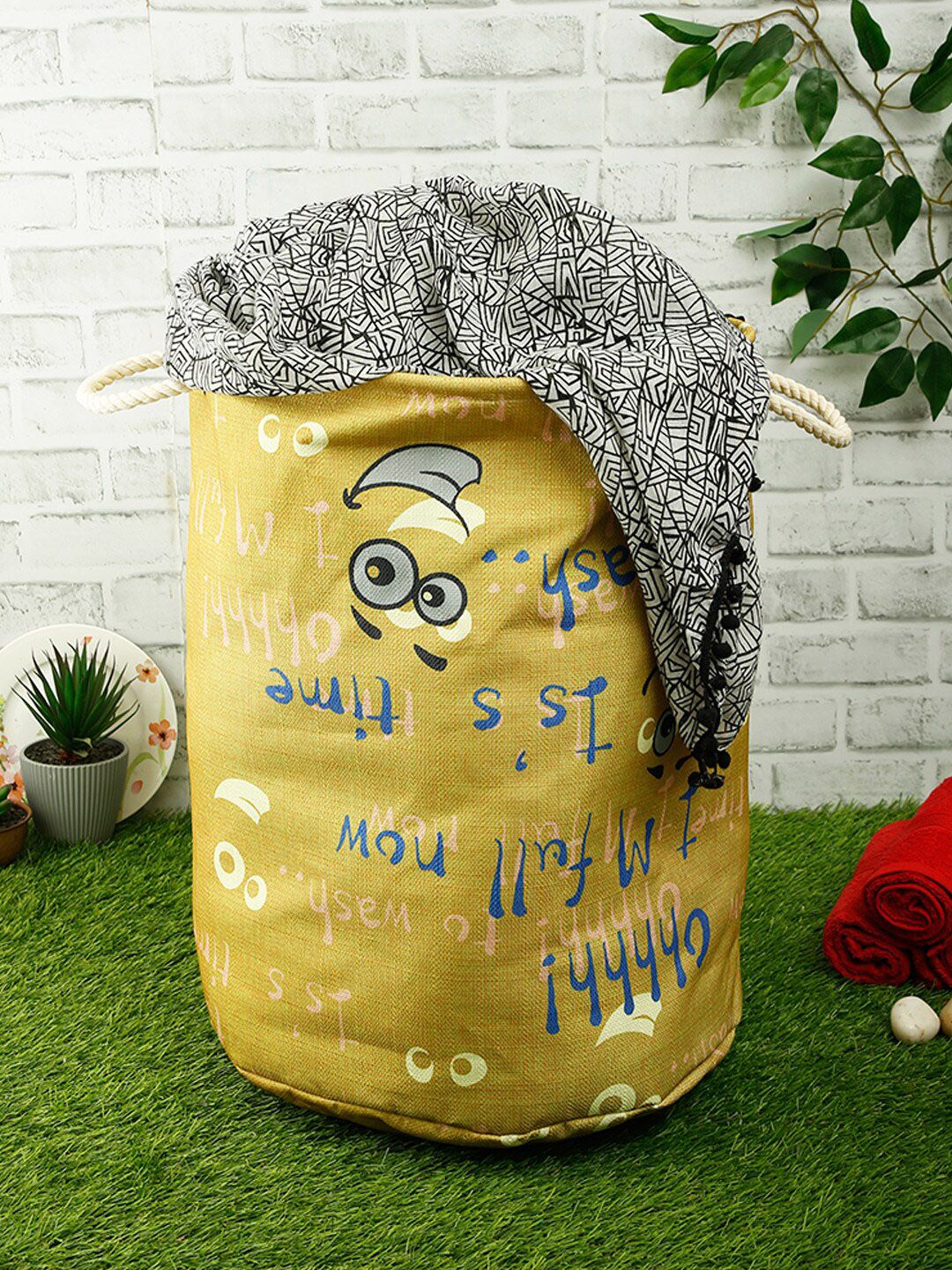 ROMEE Unisex Lime Green & Blue Printed Laundry Bag
