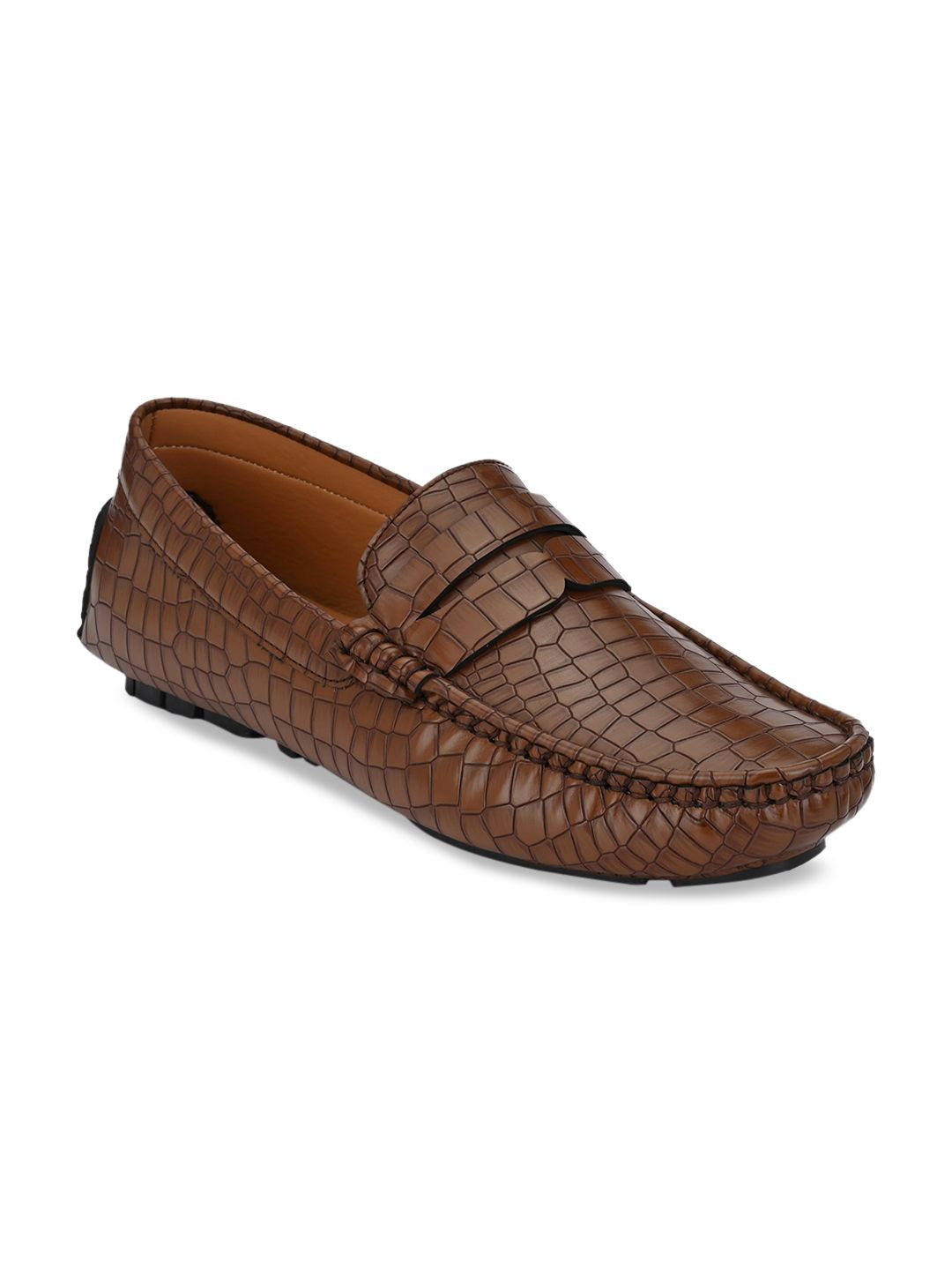 Provogue Men Brown Textured Formal Loafers