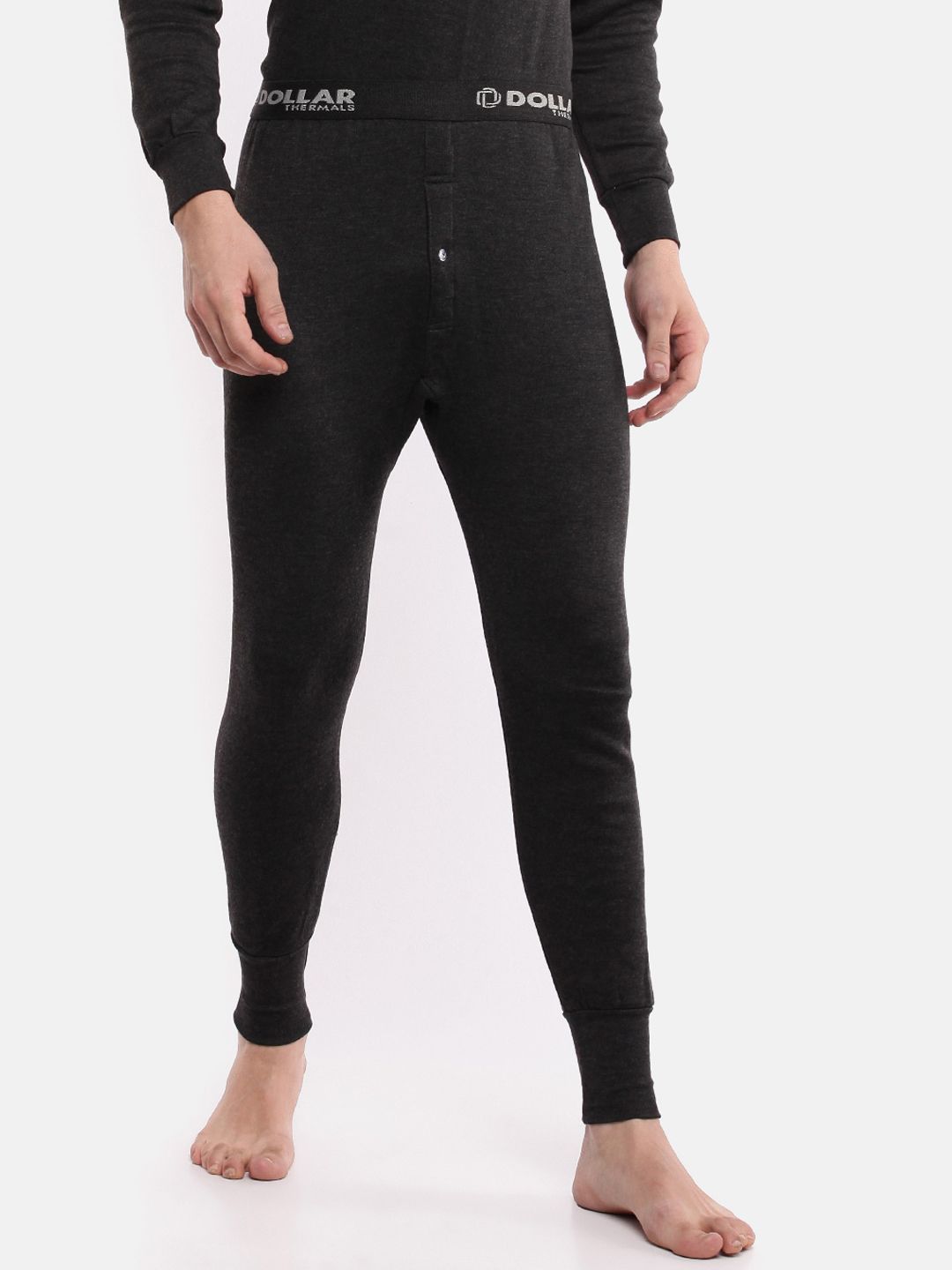 Dollar Men Black Solid Slim-Fit Thermal Bottom