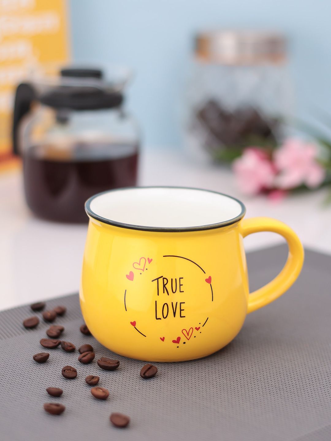 JCPL Yellow & Black Printed Ceramic Milk Mug Price in India