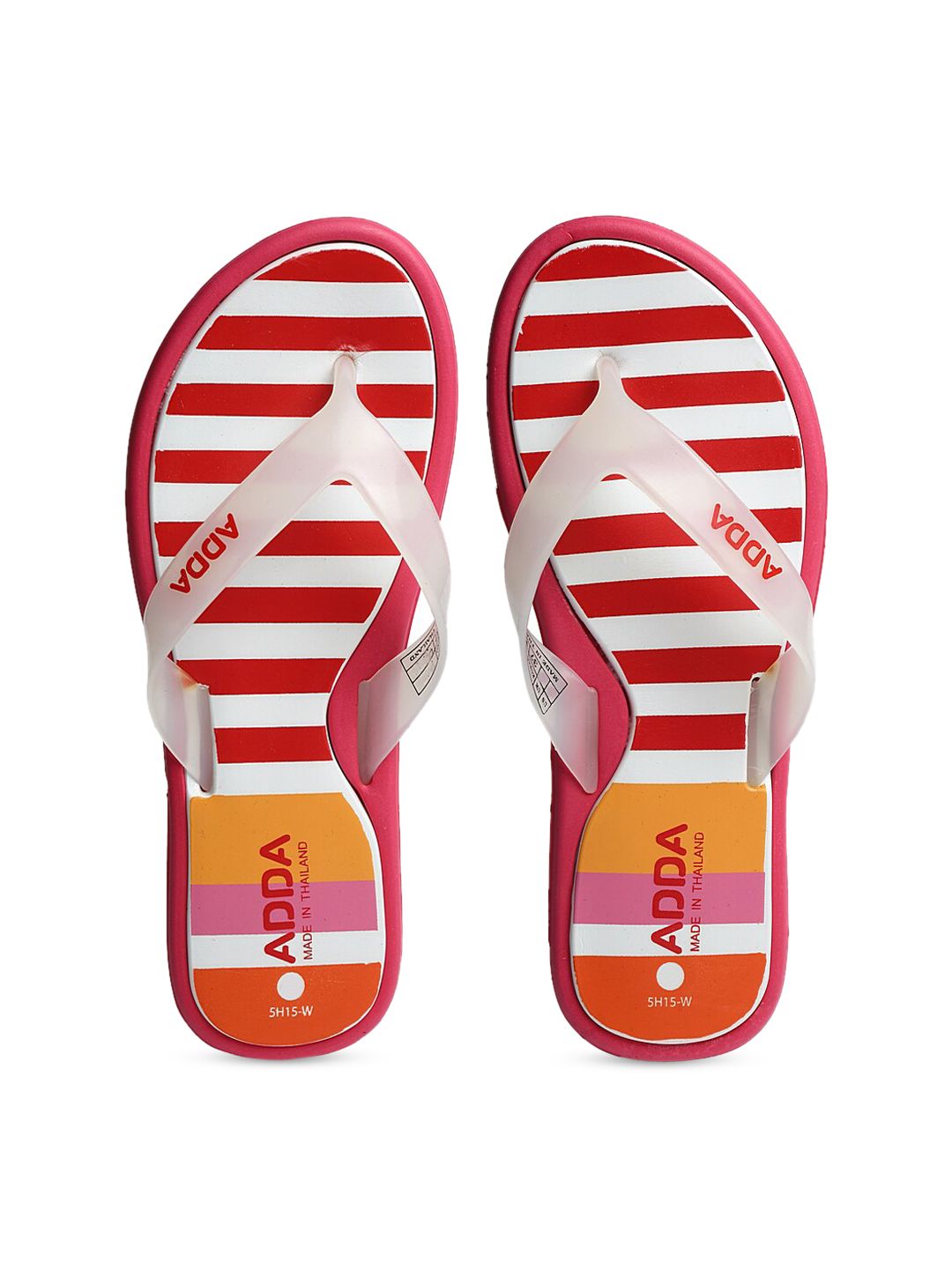 Adda Women Red & Orange Striped Thong Flip-Flops Price in India