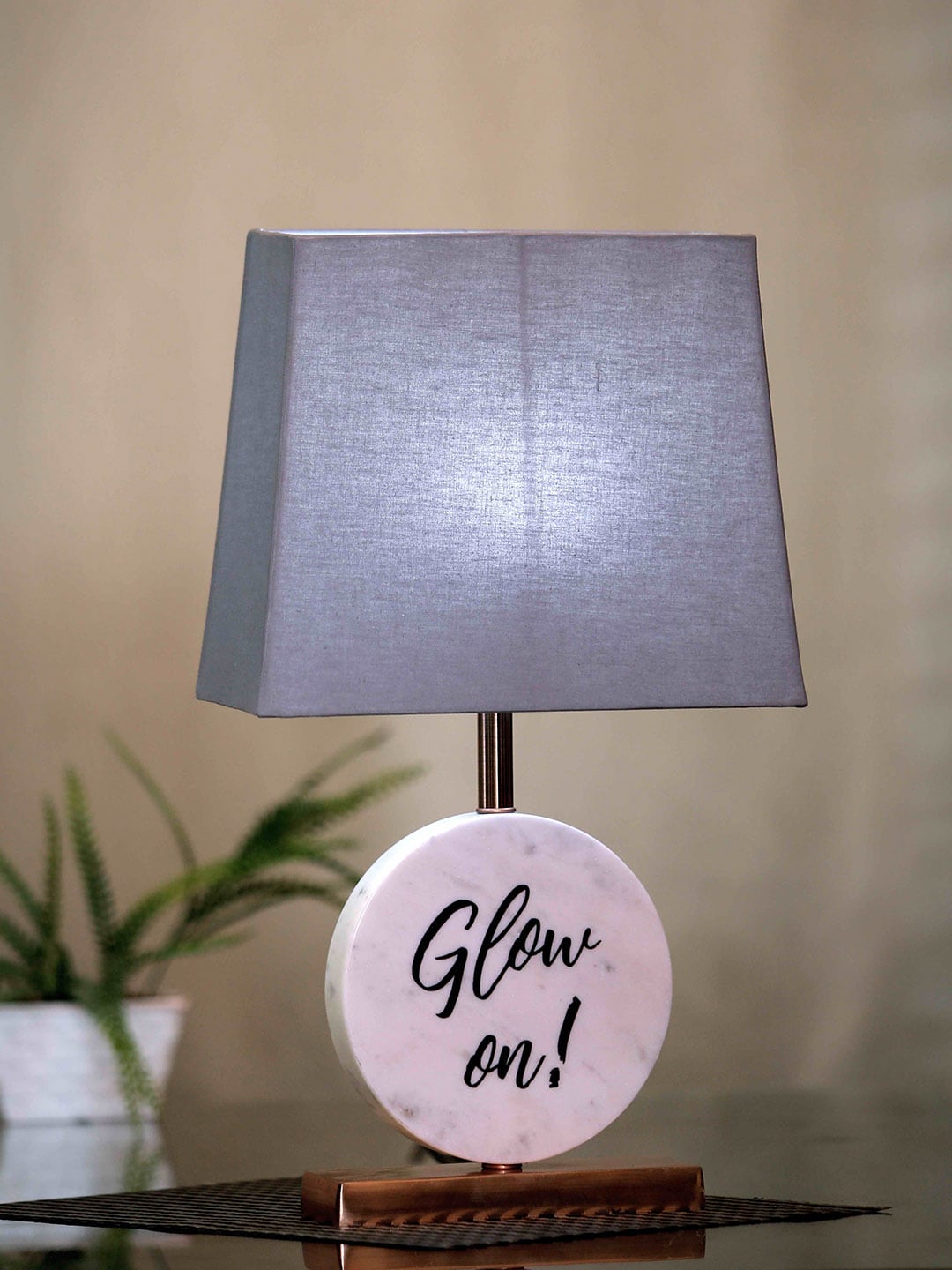 POSH-N-PLUSH Grey Glow On Marble  Bedside Standard Table Lamp Price in India