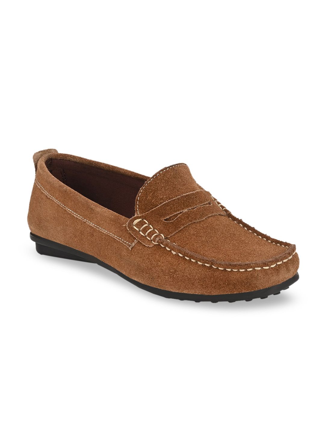 CARLO ROMANO Women Tan Brown Leather Loafers Price in India