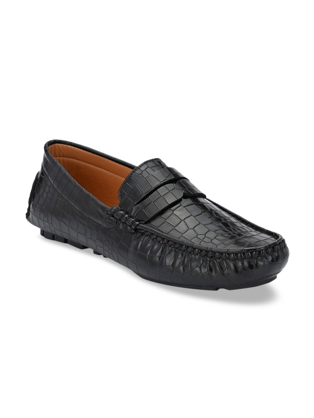 Provogue Men Black Textured Formal Loafers