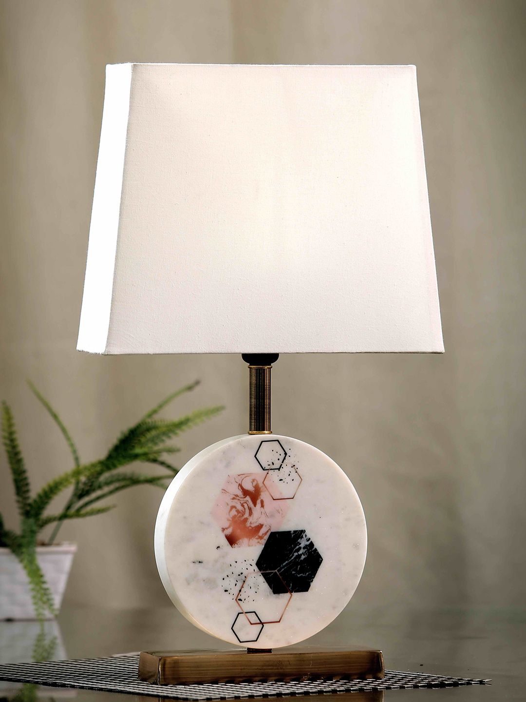 POSH-N-PLUSH White Marble Bedside Standard Lamp Price in India