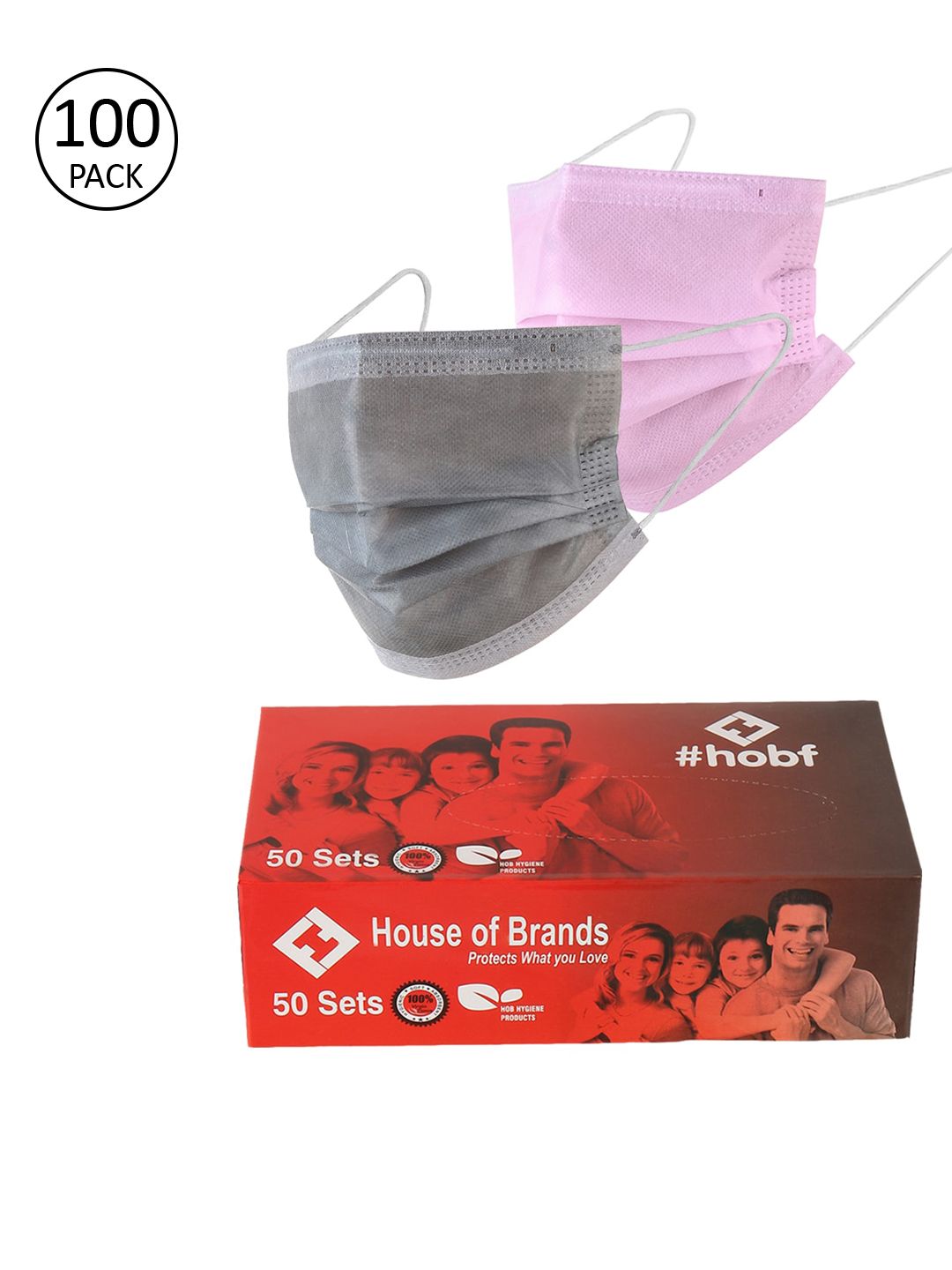 LONDON FASHION hob Unisex Pack Of 100 3-Ply Ultrasonic Anti-Pollution Disposable Masks Price in India