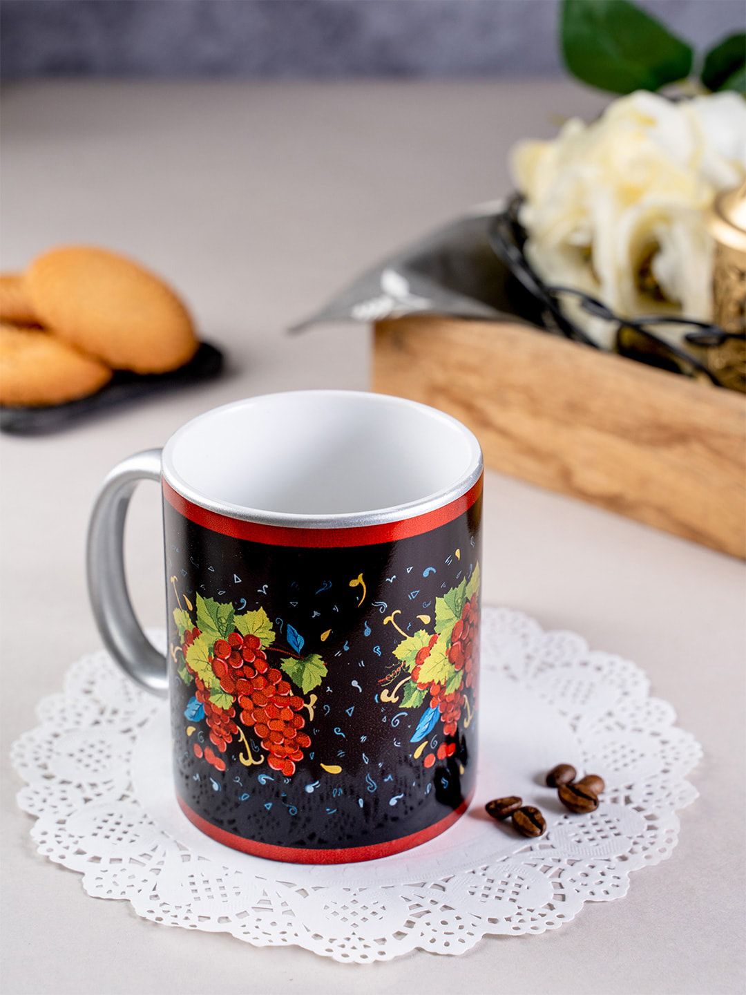 KOLOROBIA Multicoloured Printed Ceramic Grapes From Italy Mug Price in India