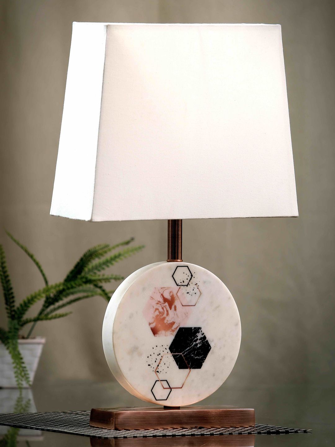 POSH-N-PLUSH White Marble Bedside Standard Lamp Price in India