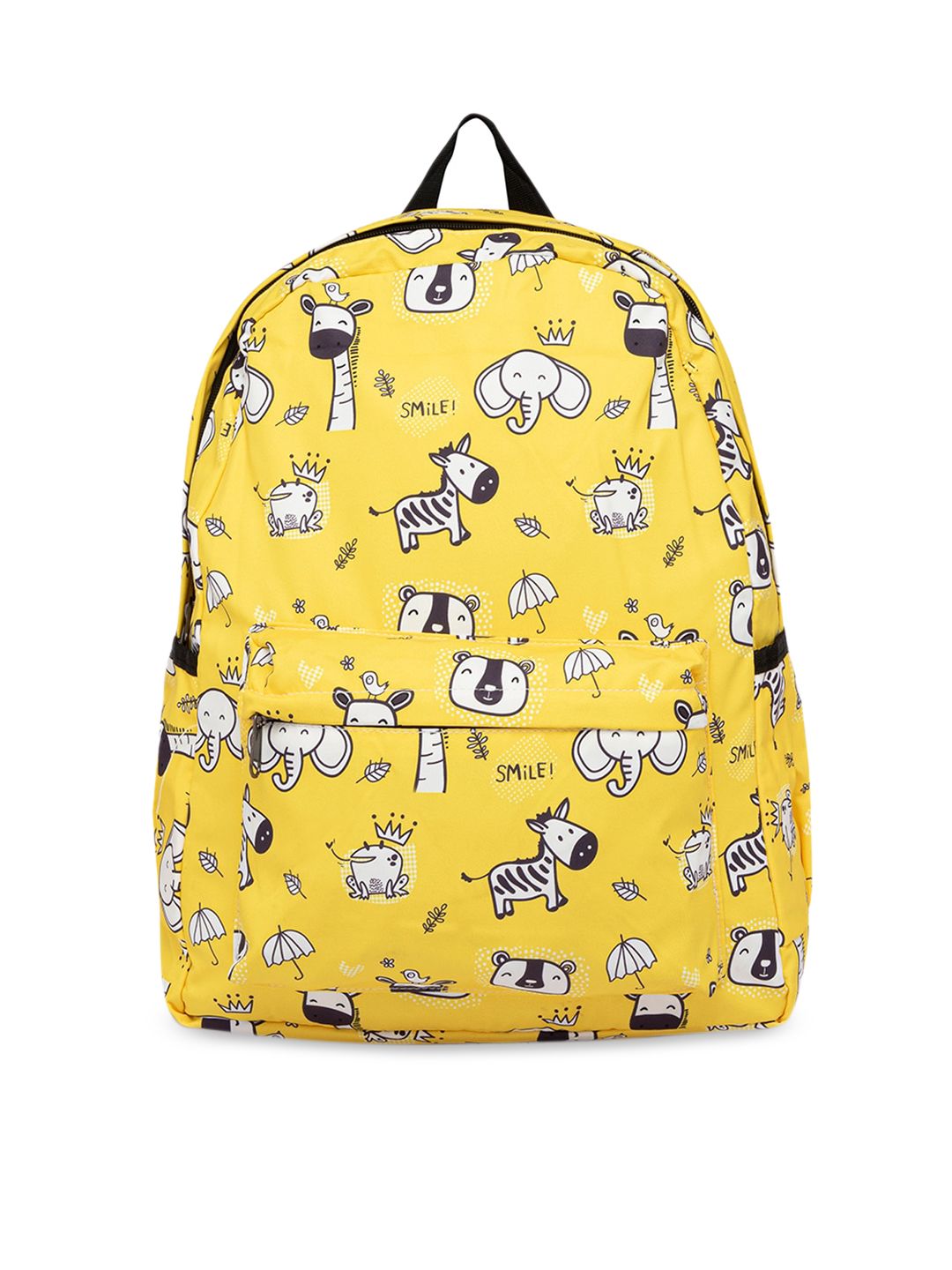 Satchel Bags Women Yellow & White Graphic Print Backpack Price in India