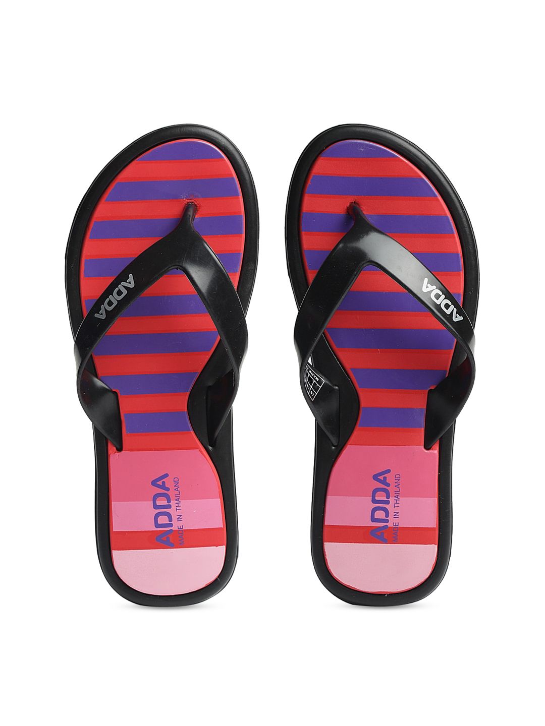 Adda Women Red & Blue Striped Thong Flip-Flops Price in India