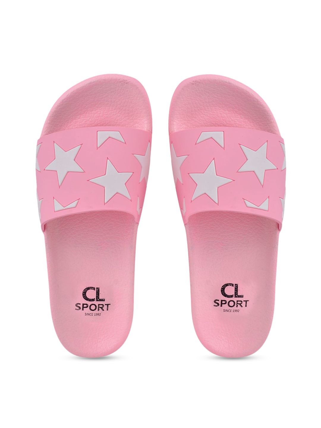Carlton London sports Women Pink & White Solid Sliders Price in India