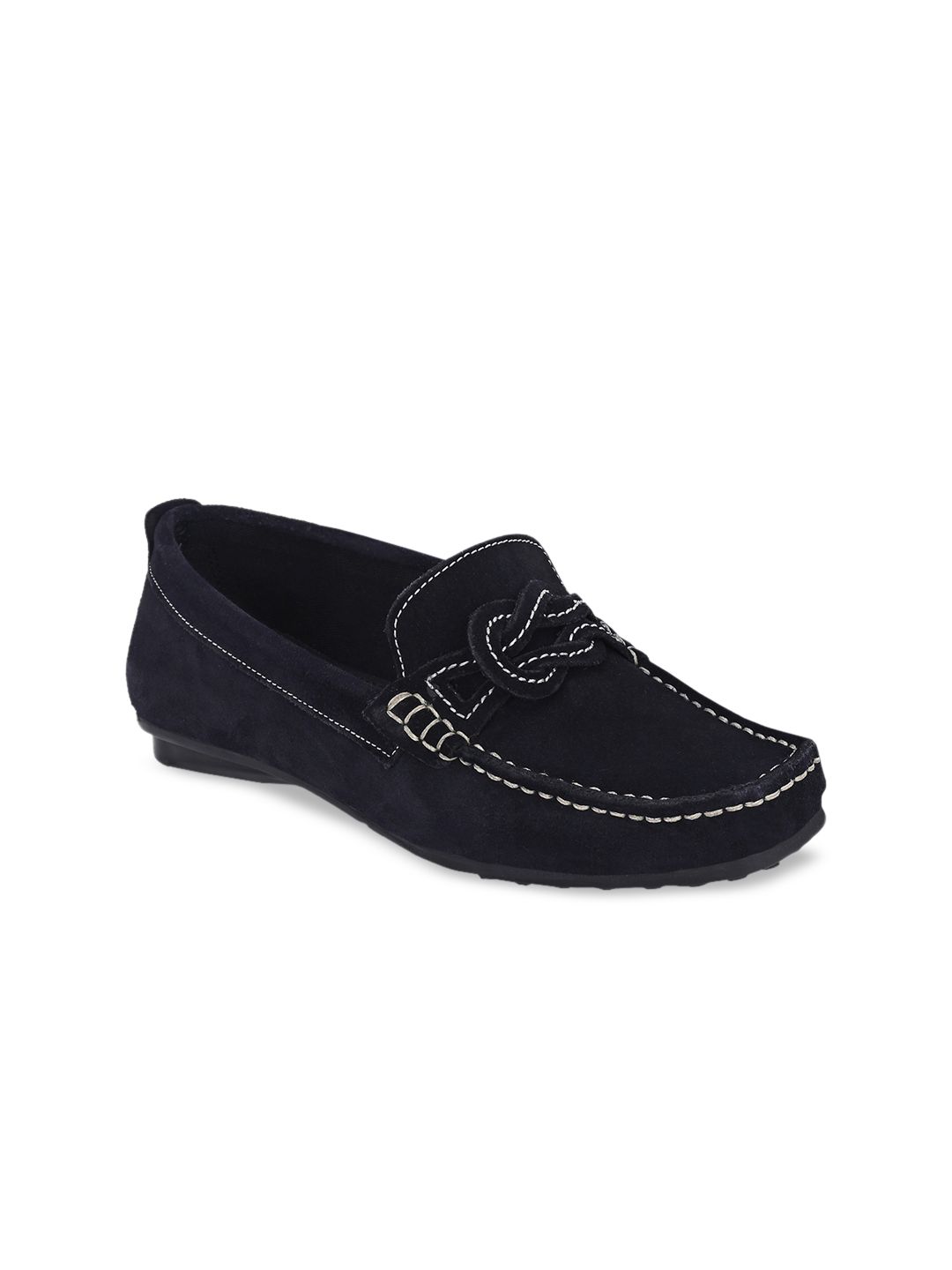 CARLO ROMANO Women Navy Blue Leather Loafers Price in India