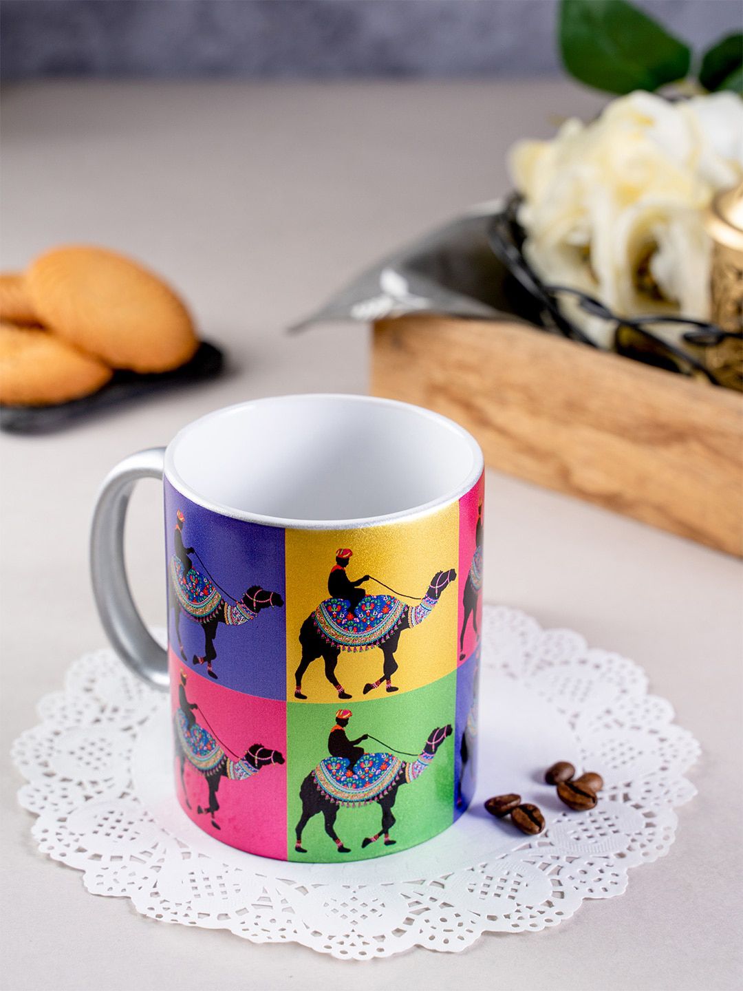 KOLOROBIA Multicoloured Princely Printed Ceramic Princely Camel Mug Price in India