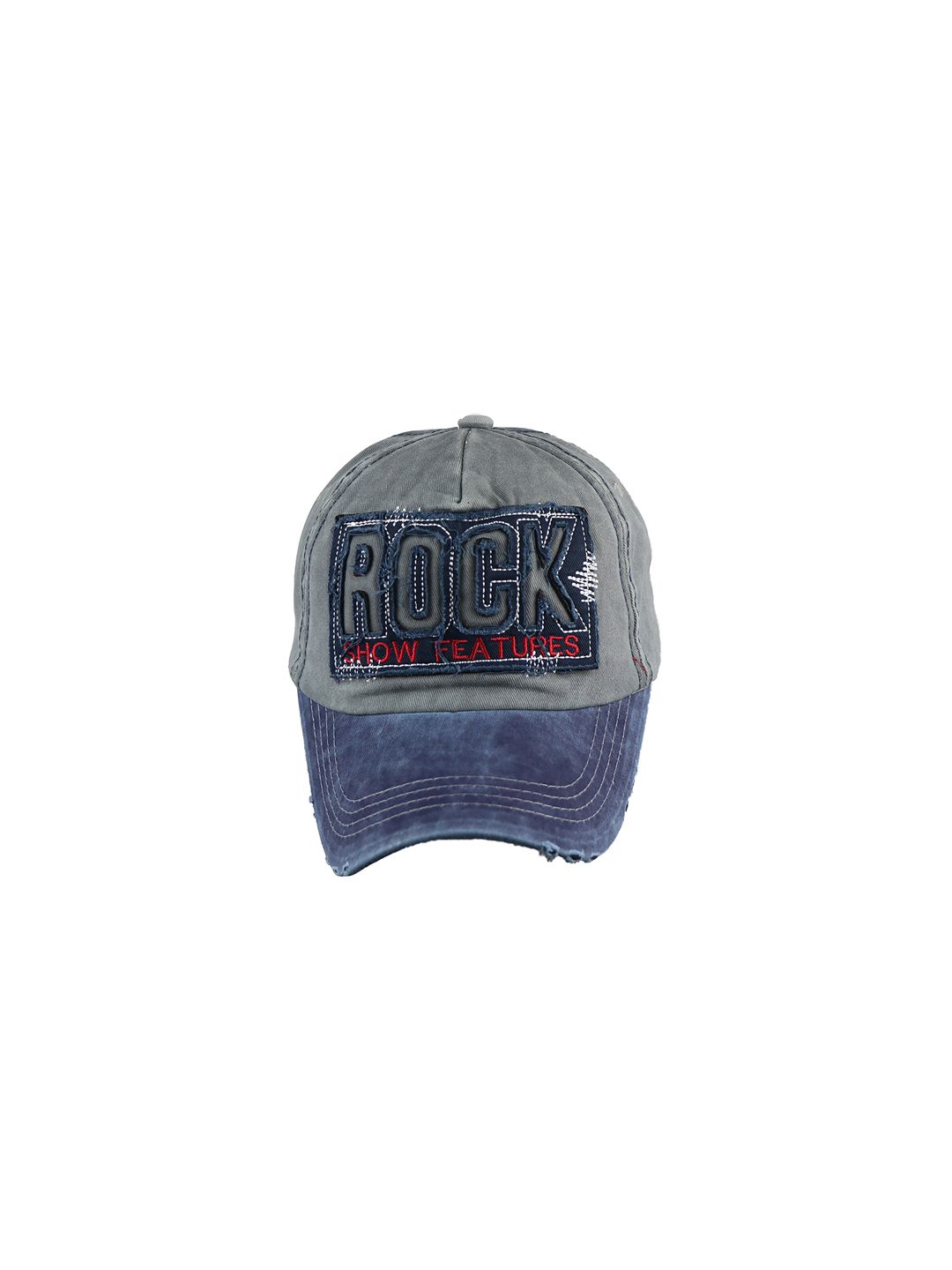 iSWEVEN Unisex Grey & Blue Embroidered Baseball Cap Price in India