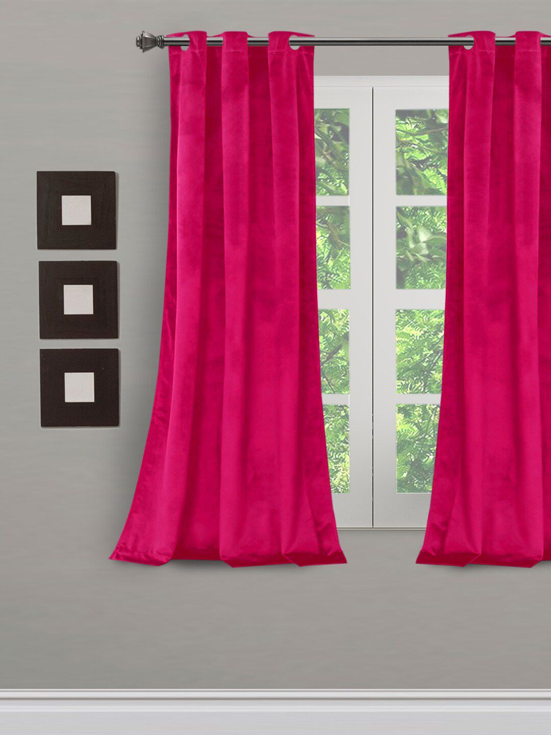 eyda Pink Solid Velvet Room Darkening Sustainable Window Curtain Price in India