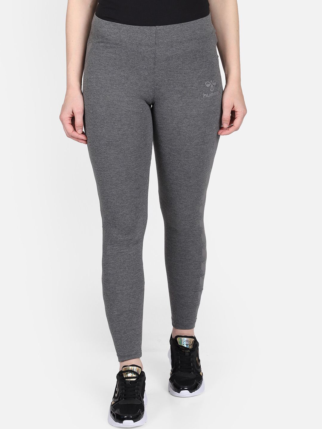 hummel Women Grey Solid Tights Price in India