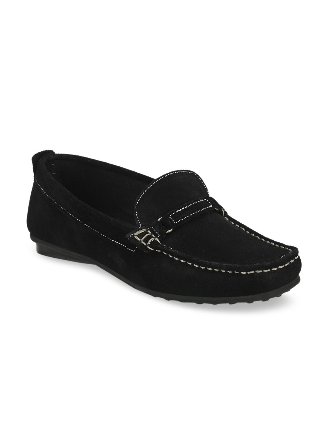 CARLO ROMANO Women Black Leather Loafers Price in India