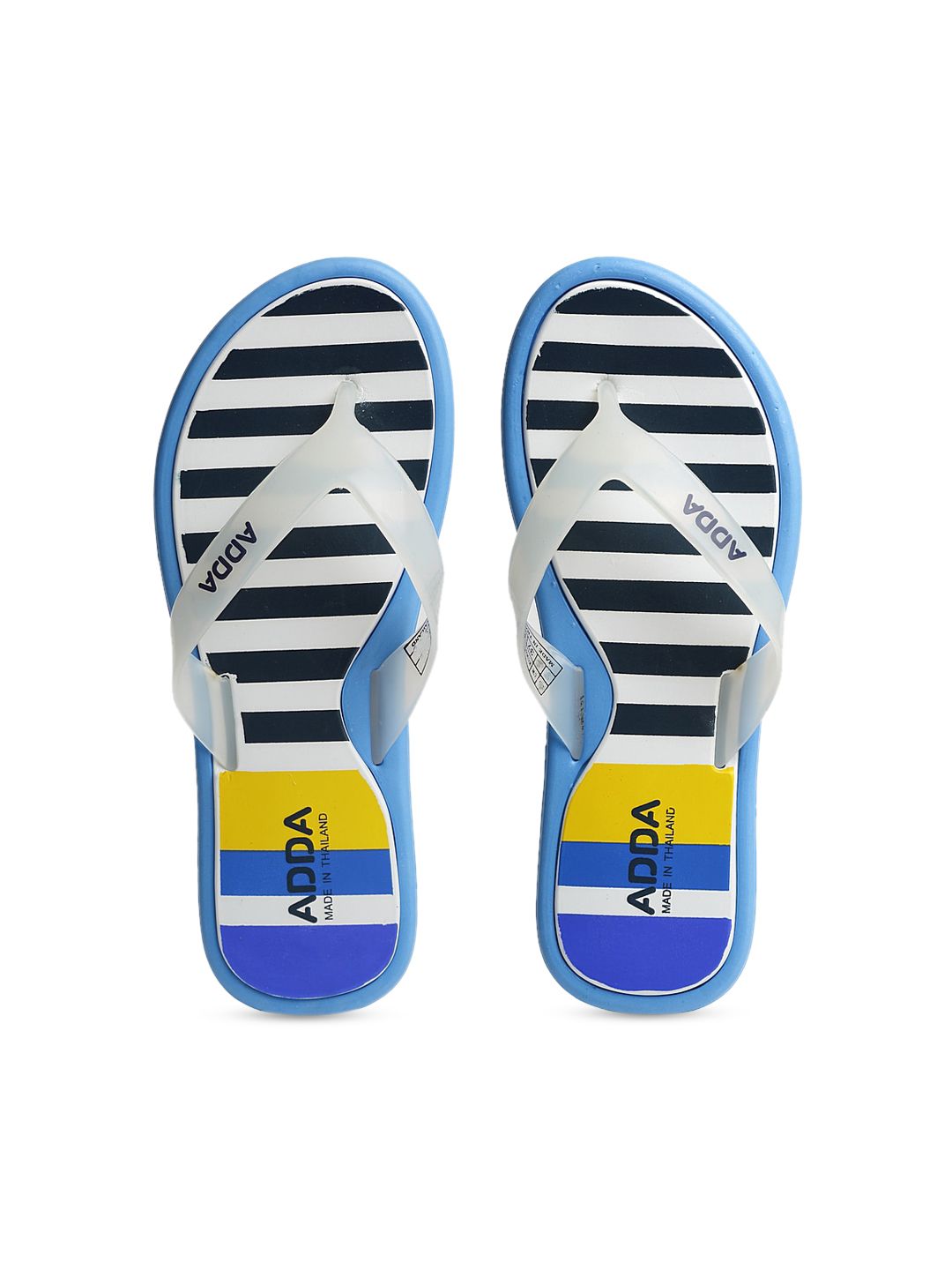 Adda Women Blue & Black Striped Thong Flip Flops Price in India