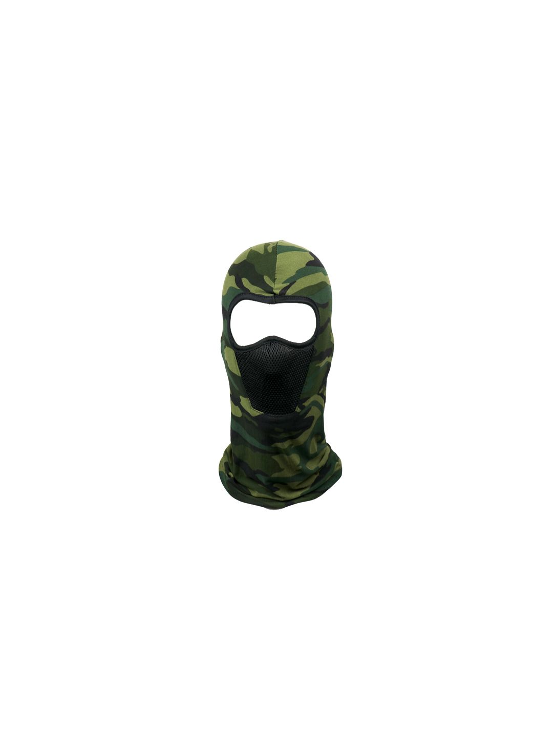 iSWEVEN Unisex Green & Black Camouflaged Printed Balaclava Cap Price in India