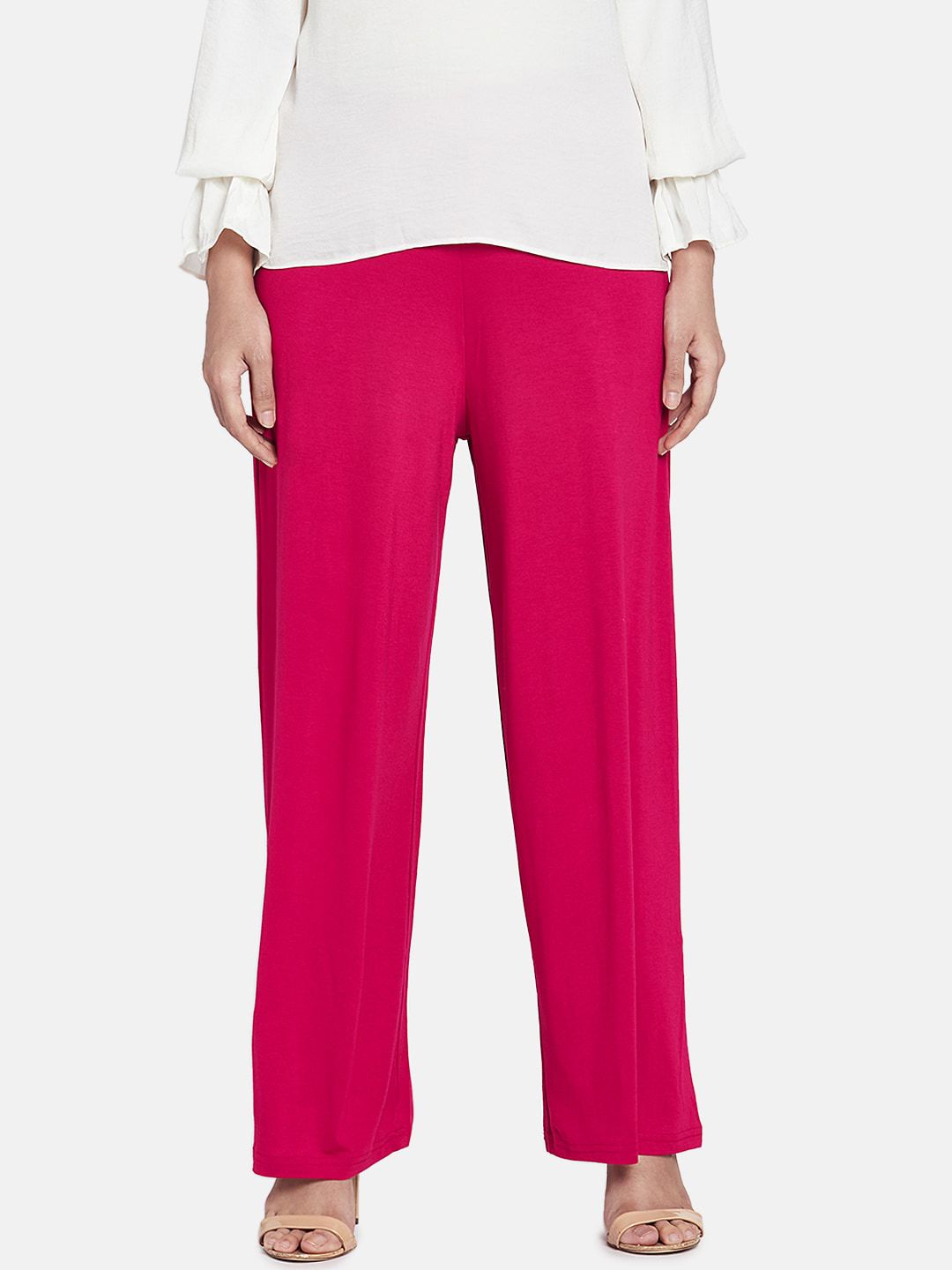 Go Colors Women Pink Solid Wide Leg Palazzo Price in India