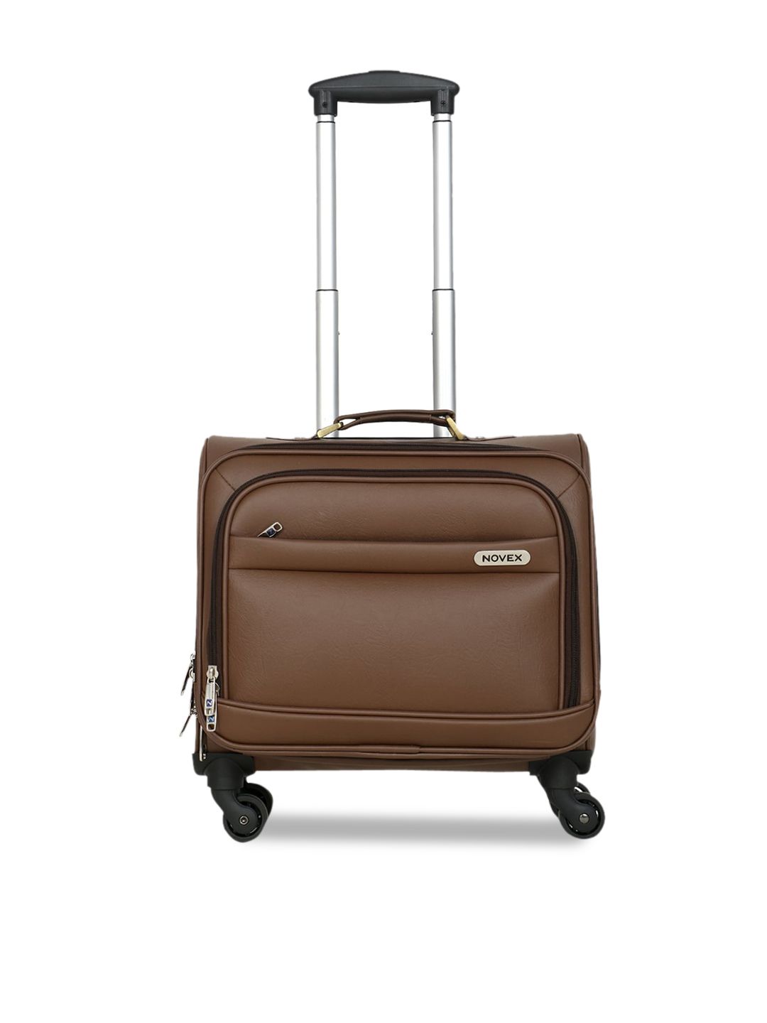 NOVEX Brown Solid Soft-Sided Cabin Trolley Suitcase Price in India