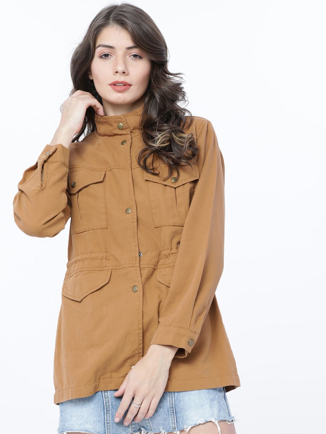 Tokyo Talkies Women Khaki Solid Tailored Jacket Price in India