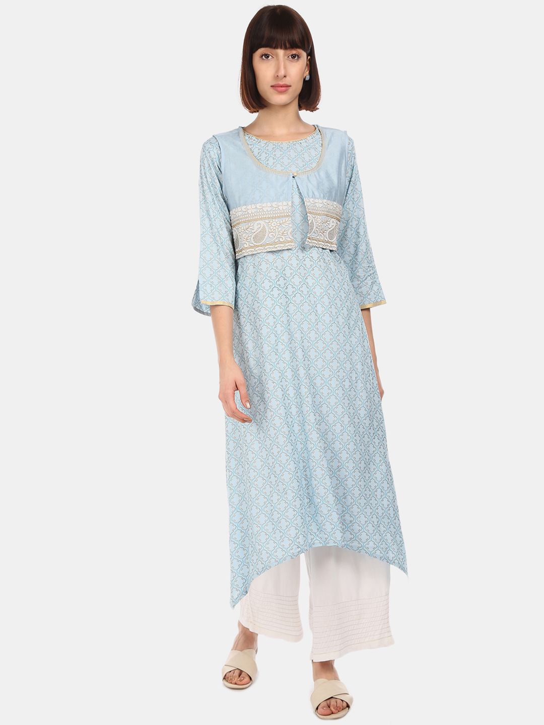 Anahi Women Blue Printed A-Line Kurta