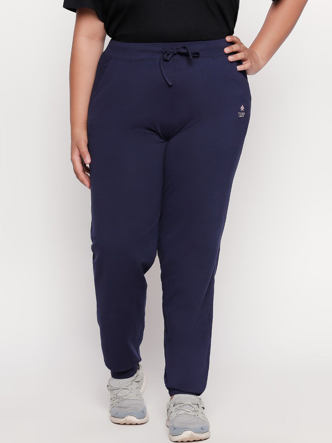 Tuna London Women Navy Blue Solid Slim Fit Joggers Price in India