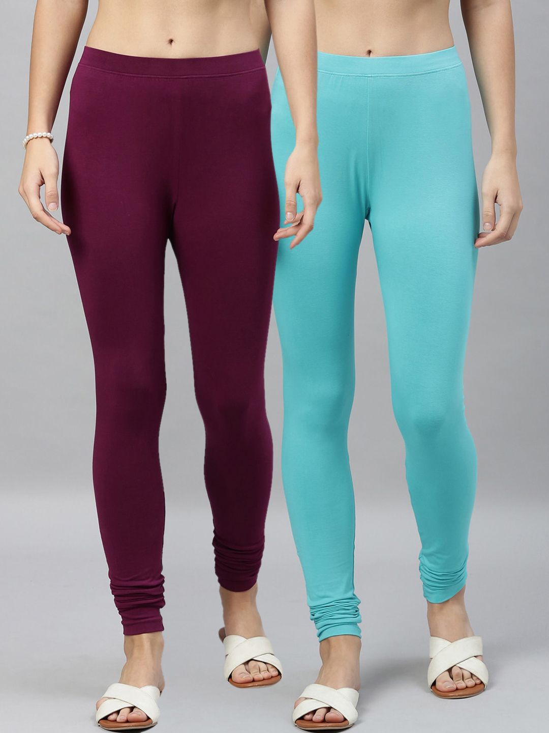 Kryptic Women Pack Of 2 Solid Churidar-Length Leggings Price in India