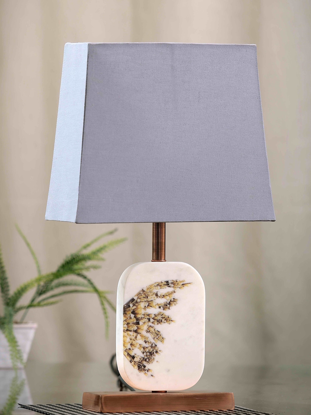 POSH-N-PLUSH Grey Solid Contemporary Table Lamp Price in India