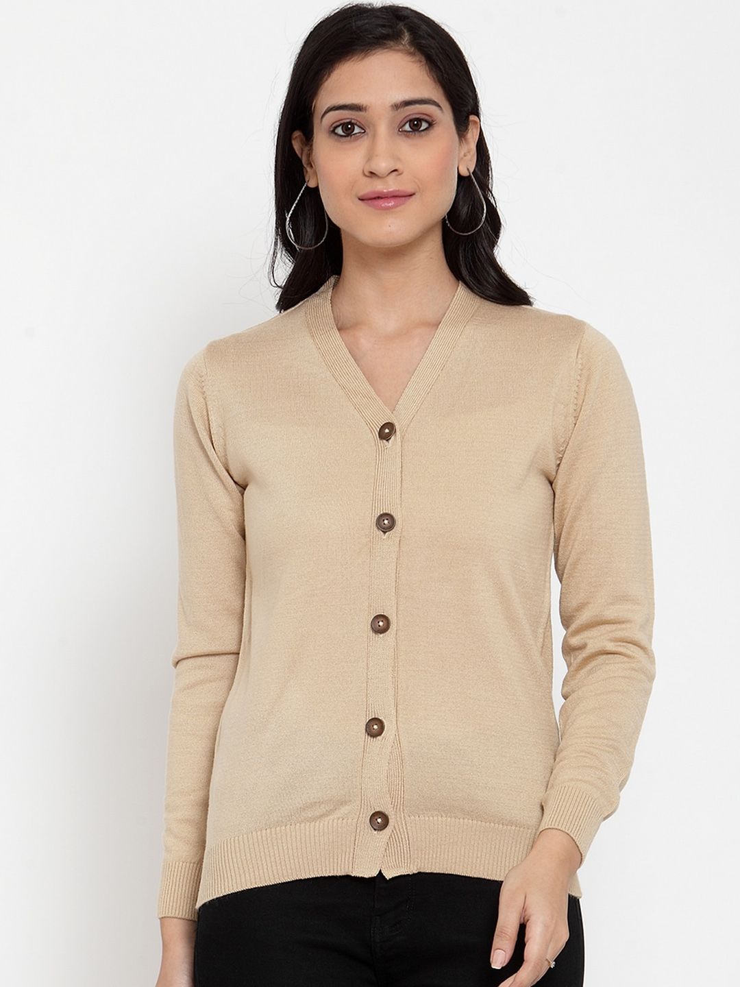 Kalt Women Beige Solid Cardigan Price in India