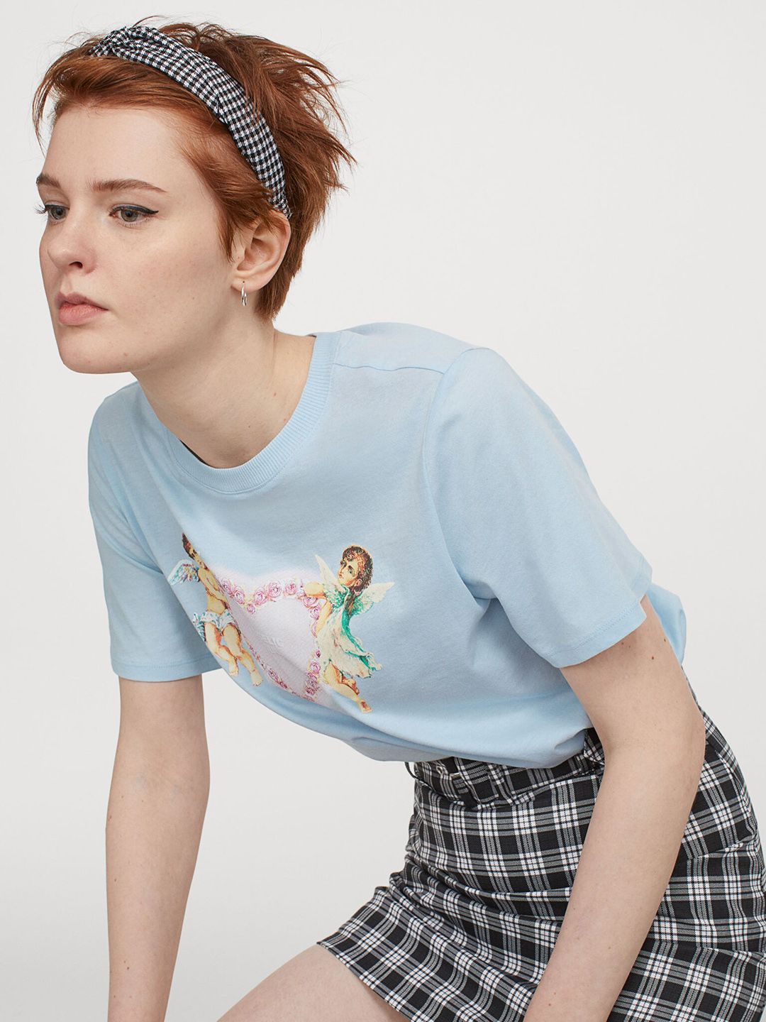 H&M Women Blue Printed T-shirt