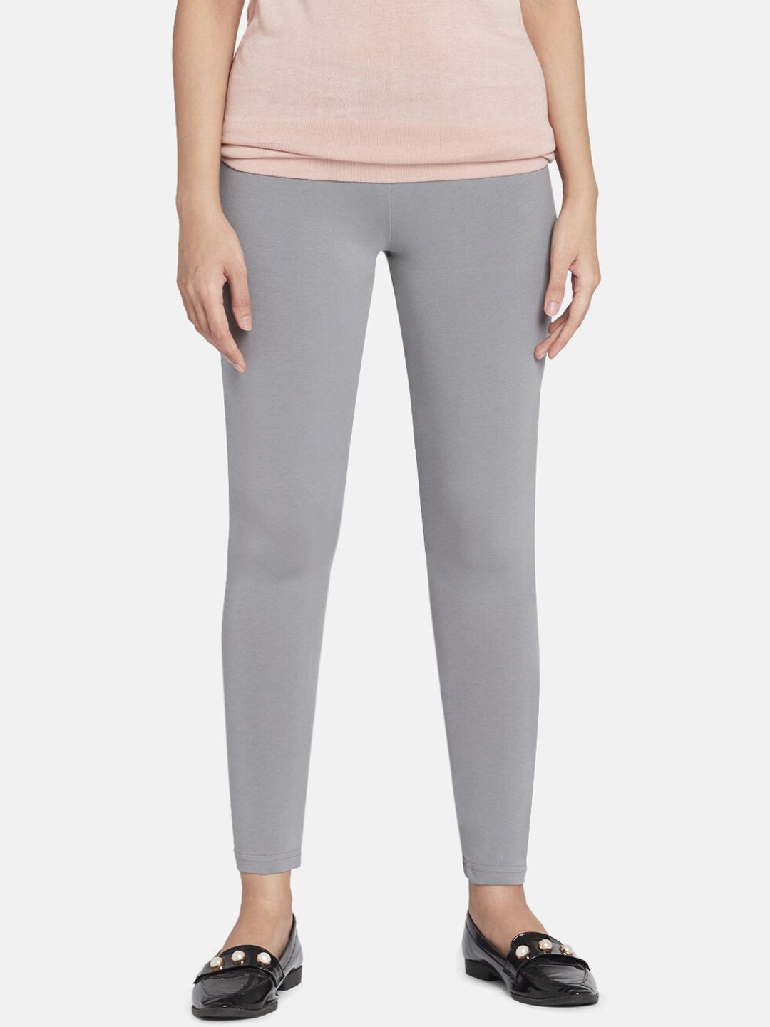 Go Colors Women Grey Solid Ankle-Length Leggings Price in India