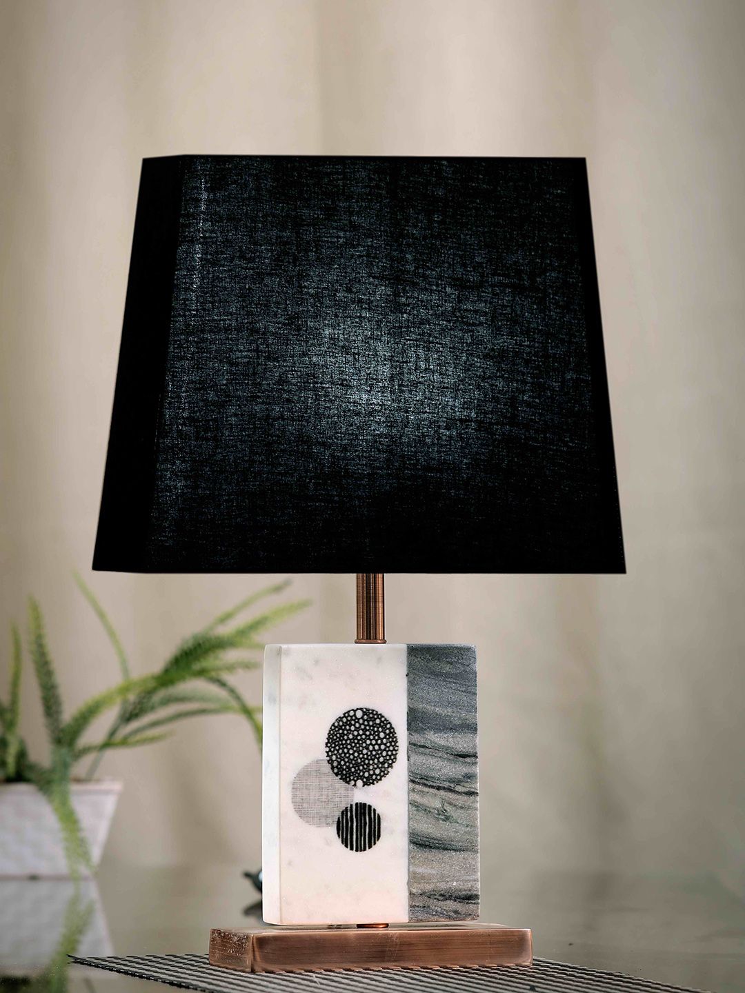 POSH-N-PLUSH Black & White Solid Contemporary Bedside Standard Lamp Price in India