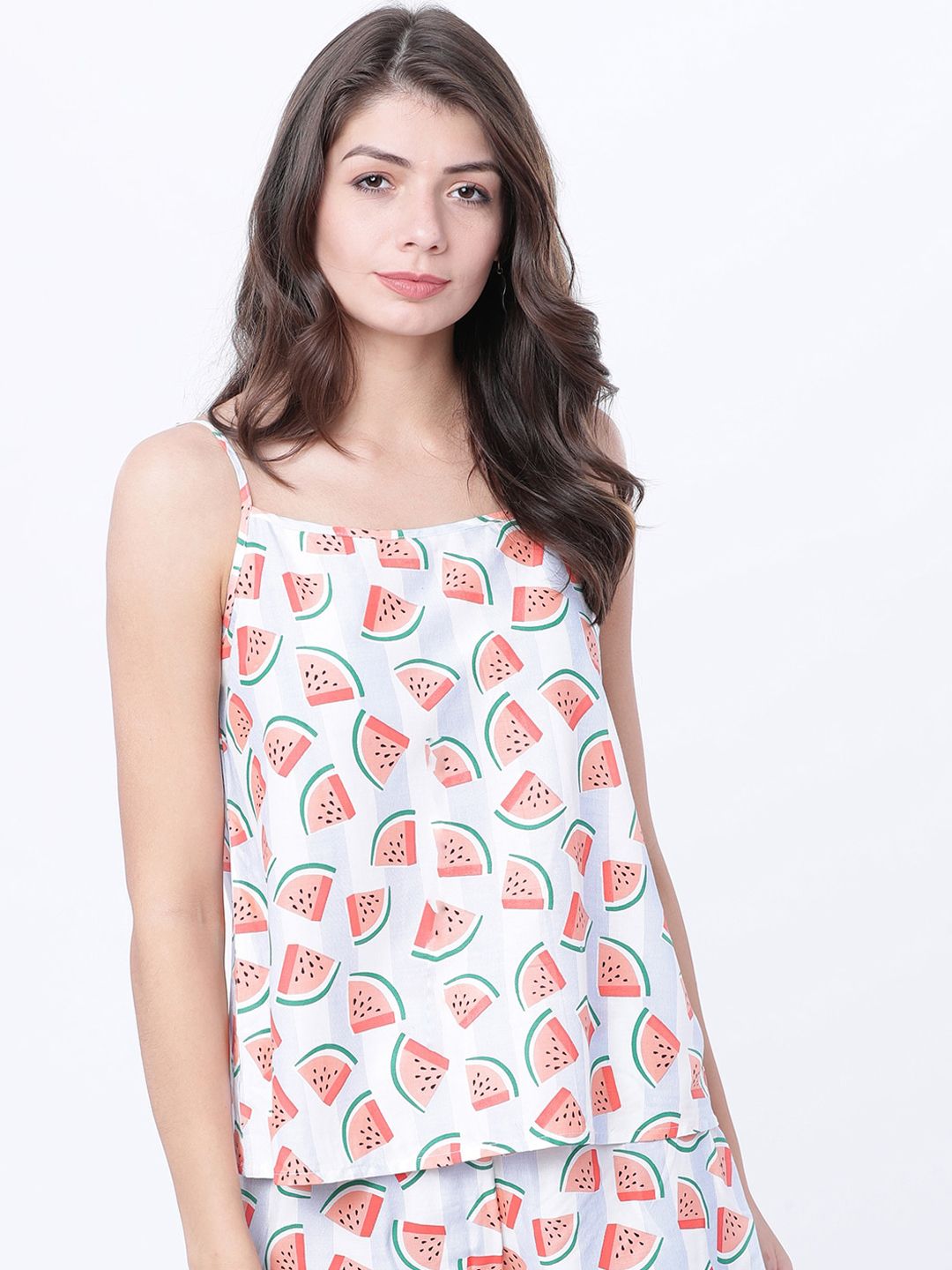 Tokyo Talkies Women Blue & Pink Water Melon Slices Printed Lounge Top Price in India