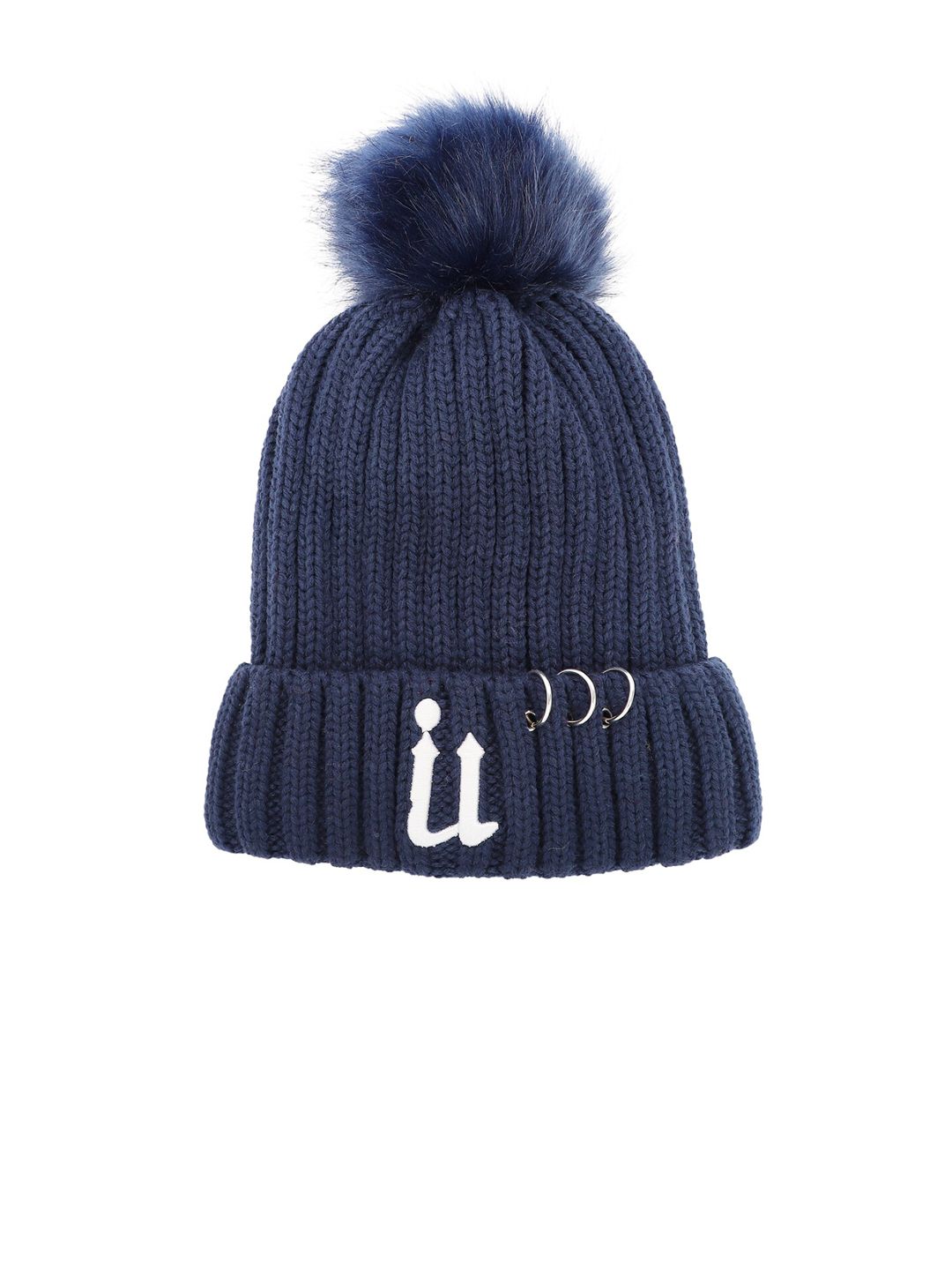 iSWEVEN Unisex Blue Self Design Beanie Price in India