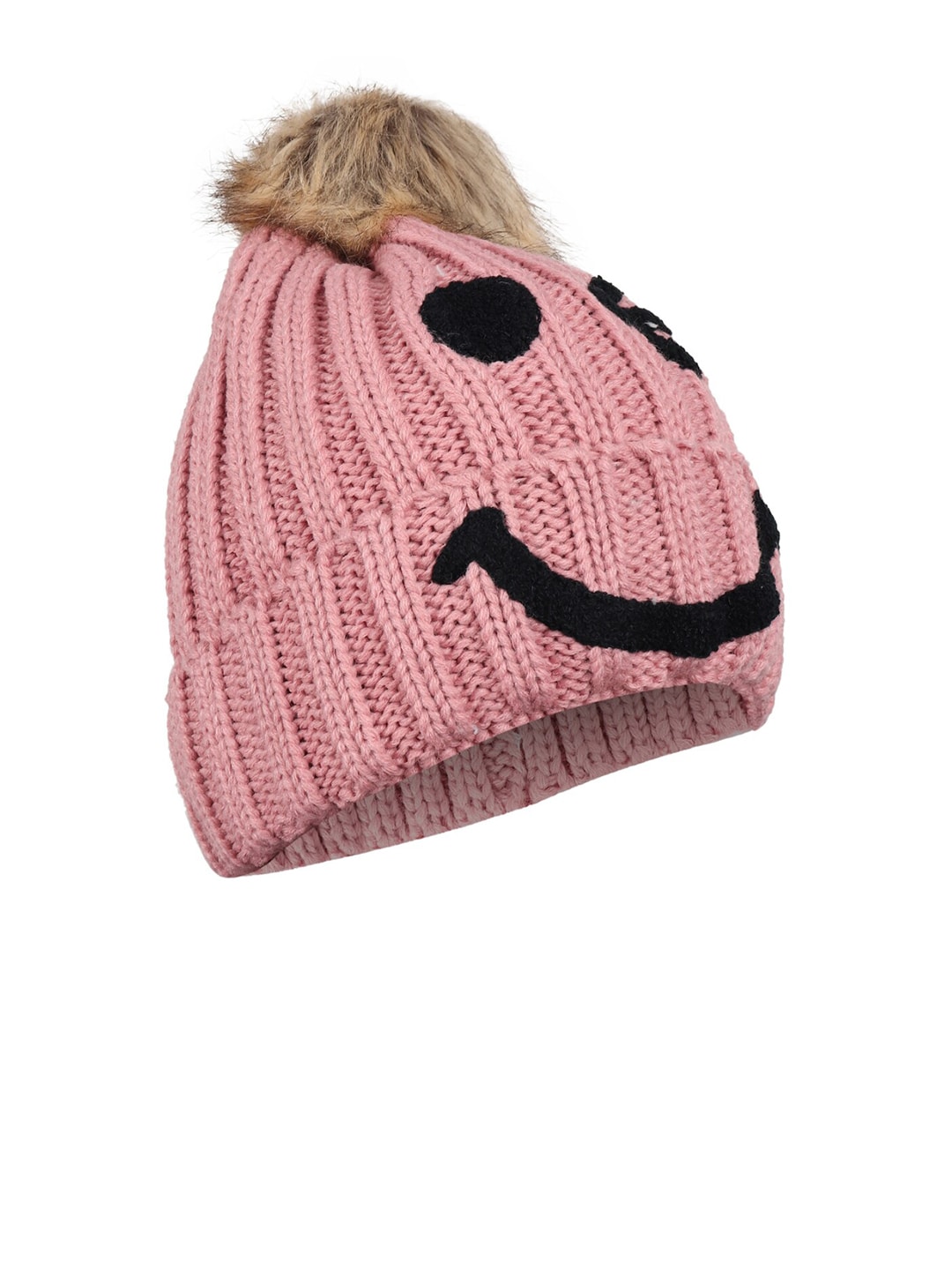 iSWEVEN Unisex Pink Self Design Beanie Price in India
