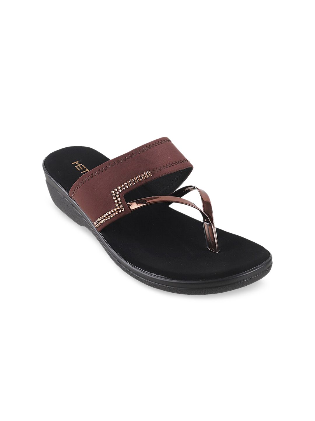 Metro Women Brown Solid Sandals Price in India