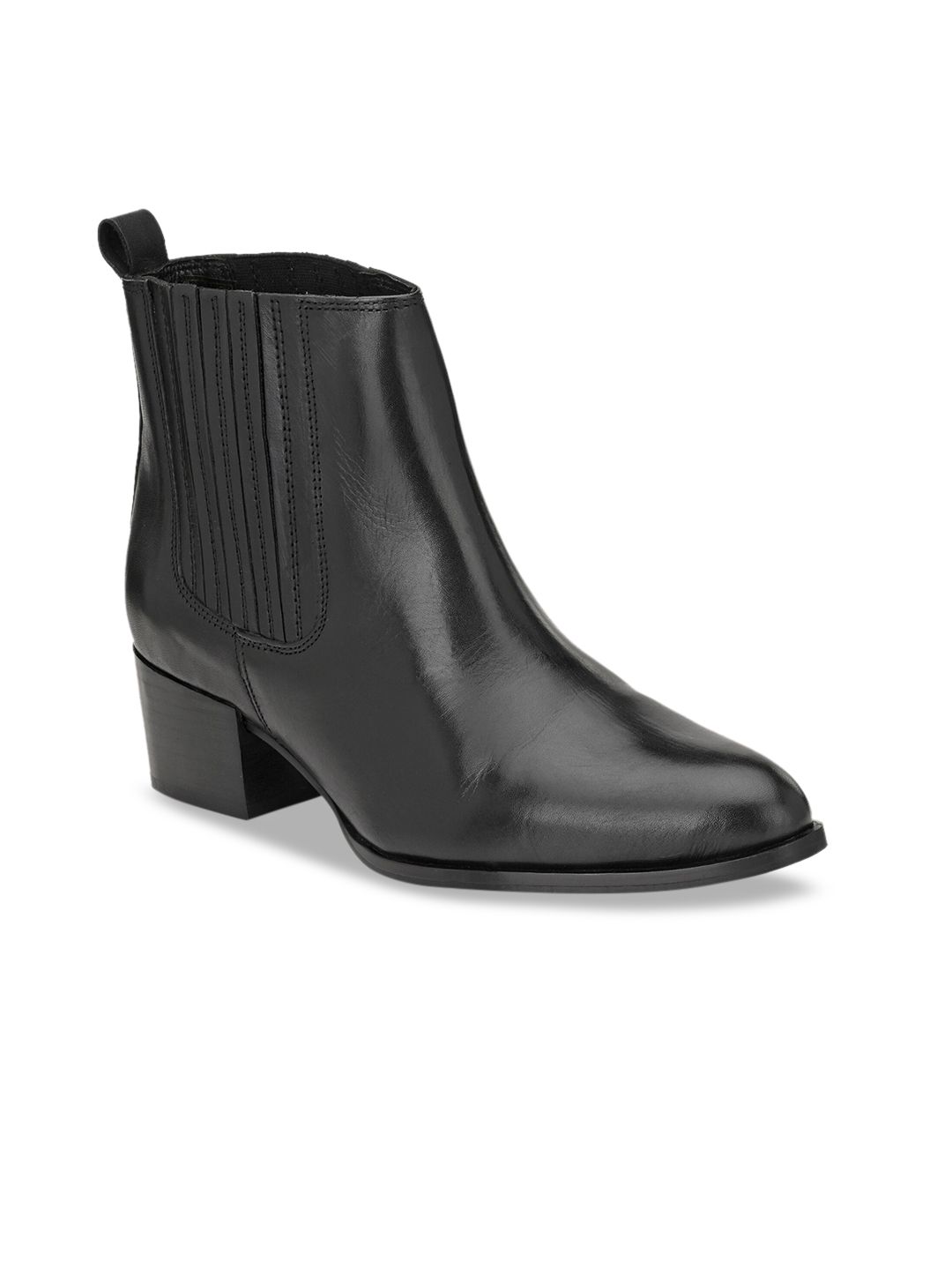 Delize Women Black Solid Heeled Boots Price in India