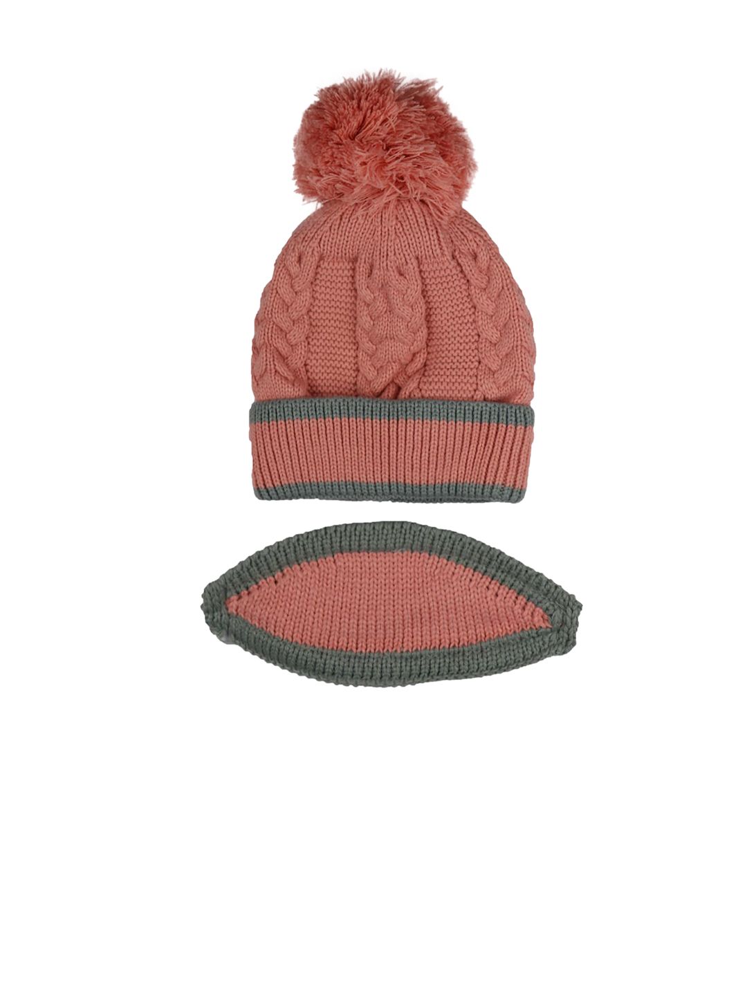 iSWEVEN Unisex Pink Self-Design Woven Expandable Beanie Price in India