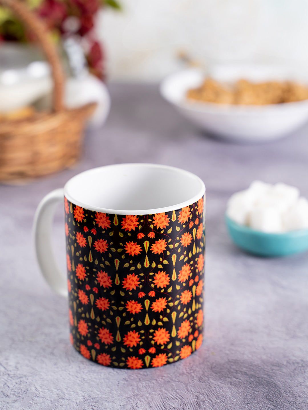 KOLOROBIA Black & Orange Babur Inspired Classic Ceramic Mug Price in India