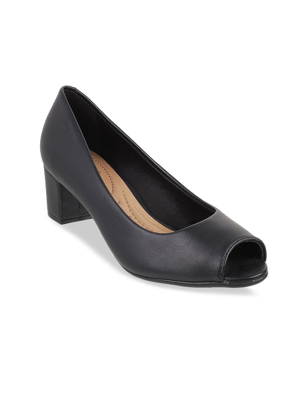 DAVINCHI Women Black Solid Peep Toes Price in India