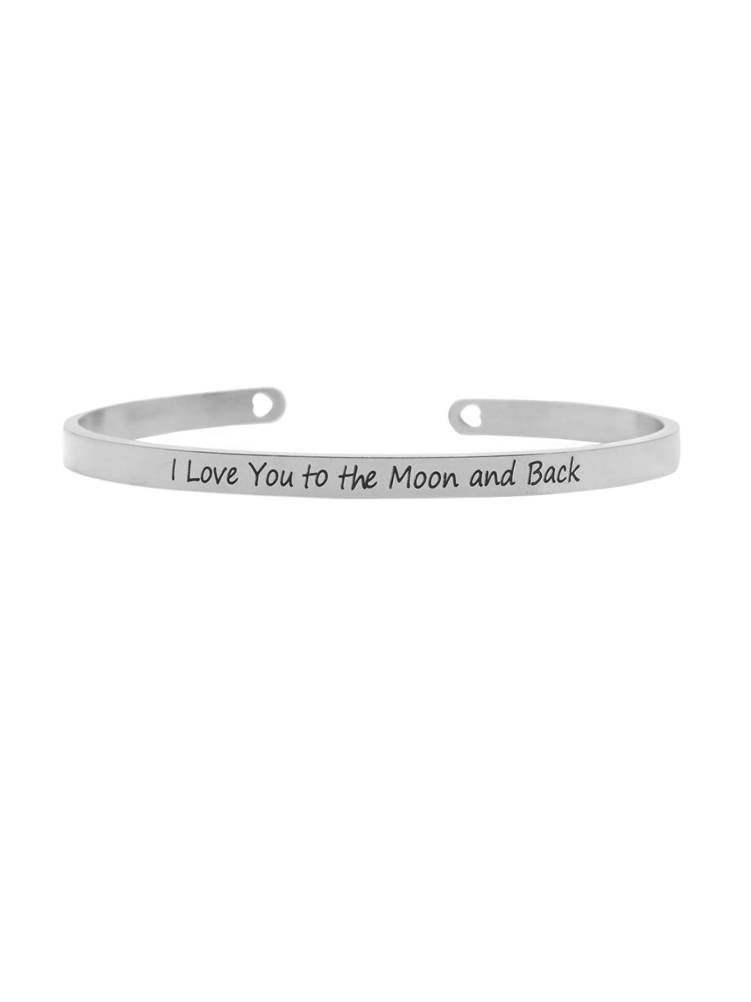 JOKER & WITCH Silver-Plated I Love You To The Moon & Back Engraved Cuff Bracelet Price in India