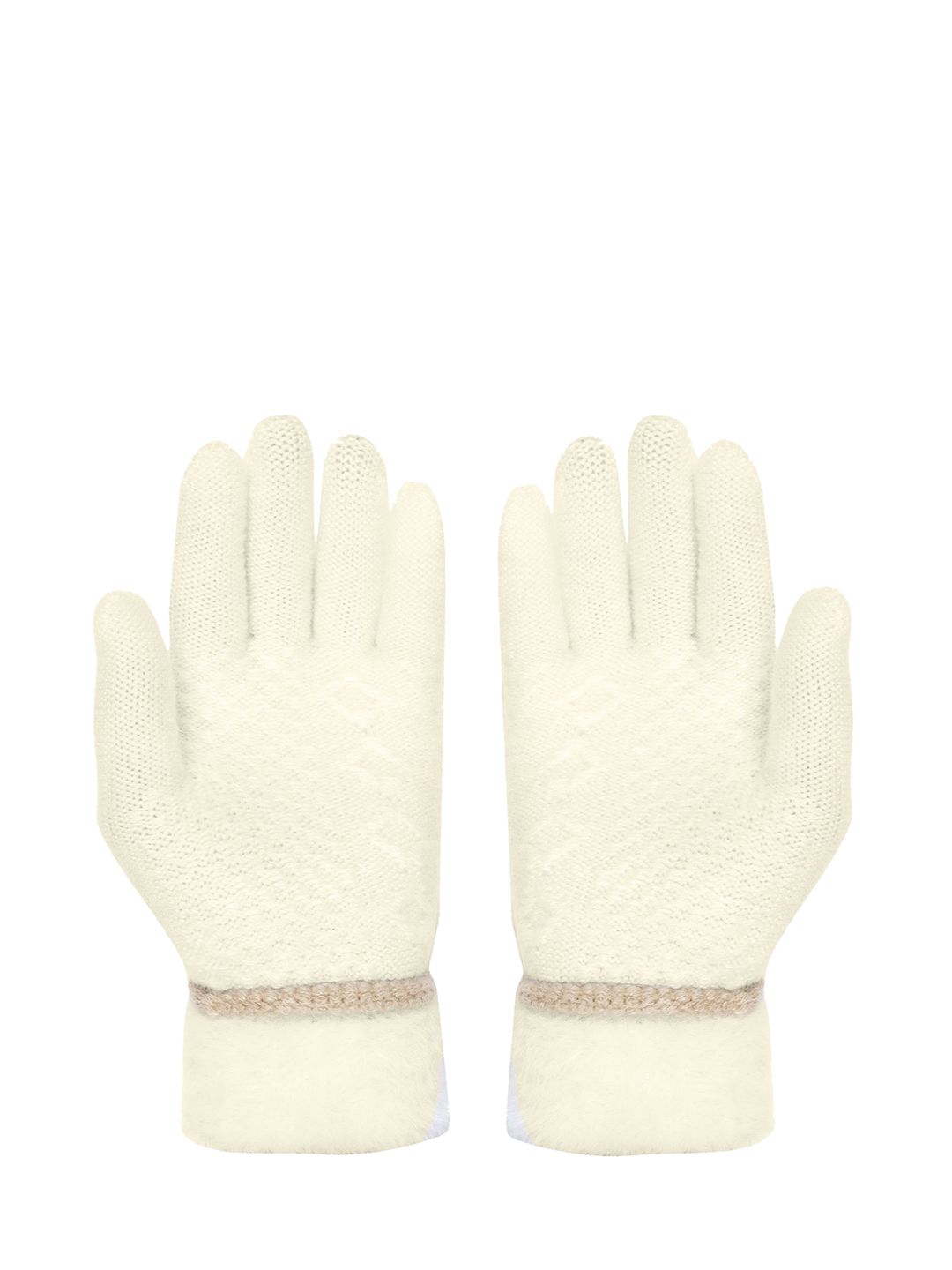 FabSeasons Women Cream-Coloured Solid Winter Gloves Price in India