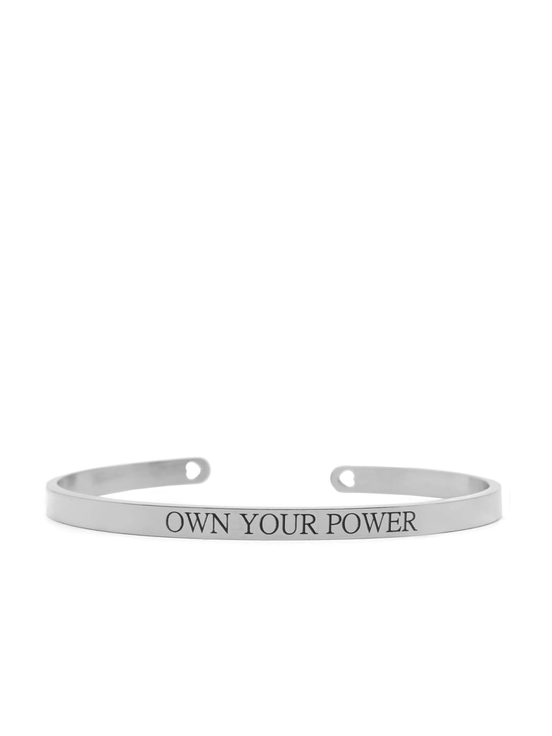 JOKER & WITCH Silver-Plated Own Your Power Engraved Cuff Bracelet Price in India